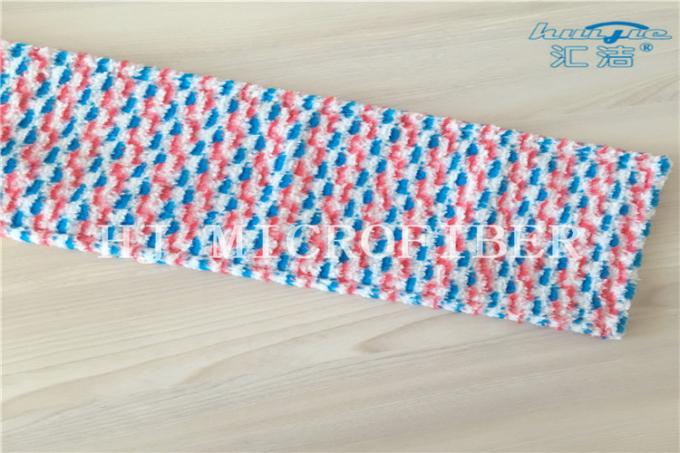 Almofadas dadas forma bolso tingidas da substituição do espanador das cabeças do espanador do jacquard de Microfiber da cor fio branco azul vermelho