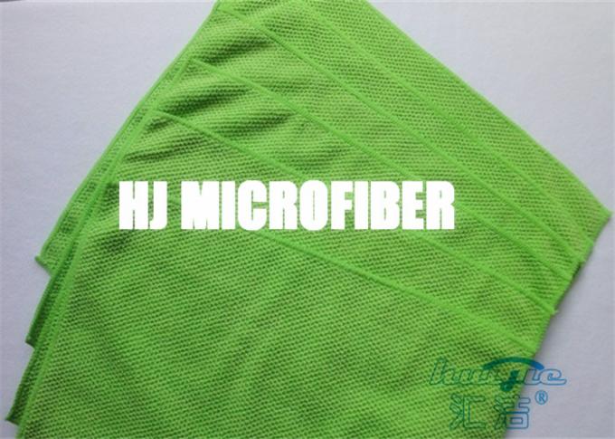 Pano de limpeza grande verde de Microfiber do teste padrão do jacquard da pérola do poliéster/poliamida com absorção forte