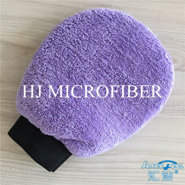 Luvas corais da mão do carro do velo de toalha absorvente super roxa de pano de limpeza do carro de Microfiber