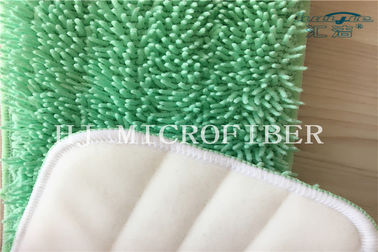 Almofadas pequenas da substituição do espanador das cabeças do espanador da tela de Chenille de Microfiber da cor verde