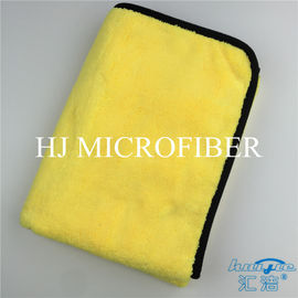 Toalha coral grossa super da tela do velo de Microfiber da cor amarela para toalhas de limpeza do carro