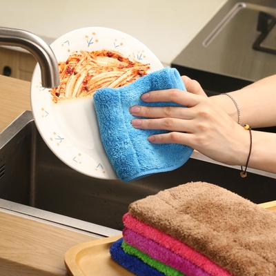 Os panos do prato da cozinha tornam côncava do óleo não-aderente absorvente super de Coral Fleece Cloth Premium Dishcloths de toalhas a secagem rápida lavável