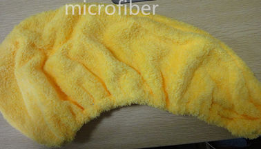 botão coral do cristal de toalhas secas de cabelo do turbante de Microfiber do velo da mulher 350gsm
