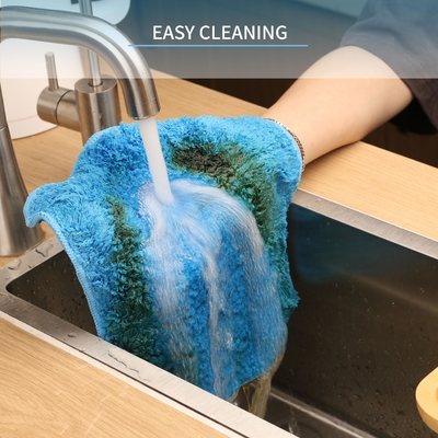 Os panos do prato da cozinha tornam côncava do óleo não-aderente absorvente super de Coral Fleece Cloth Premium Dishcloths de toalhas a secagem rápida lavável