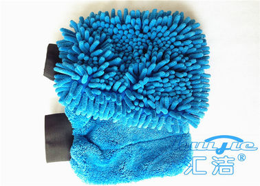 Luva 100% da lavagem de Microfiber do poliéster com punho elástico, luvas da lavagem de carro